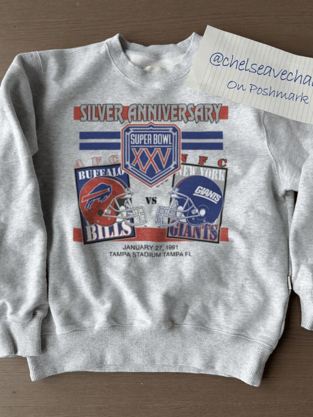Vintage 1991 Super Bowl XXV Buffalo Bills Vs New York Giants Football Sweatshirt